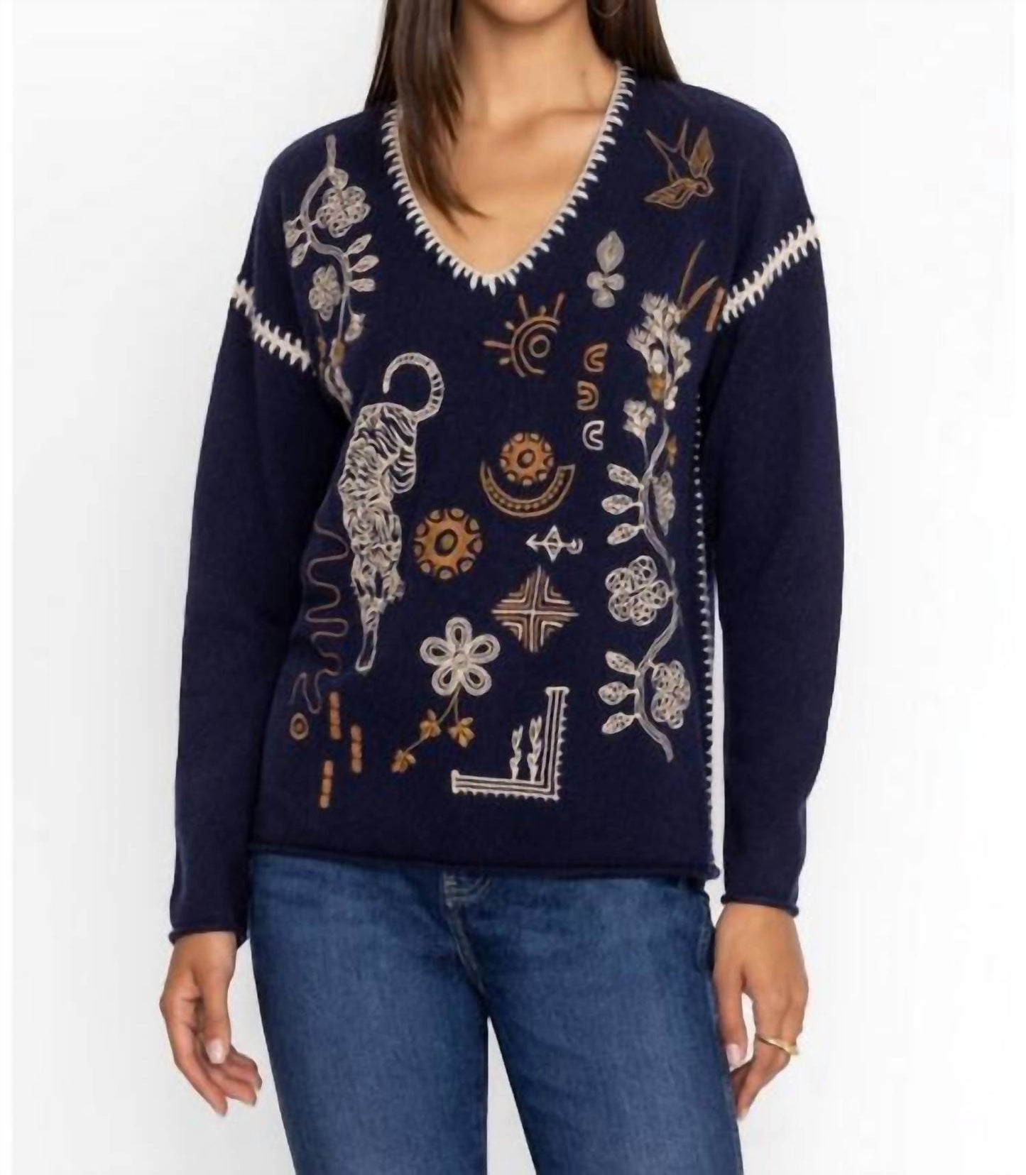 Johnny Was - JENAI WHIPSTITCH V-NECK PULLOVER