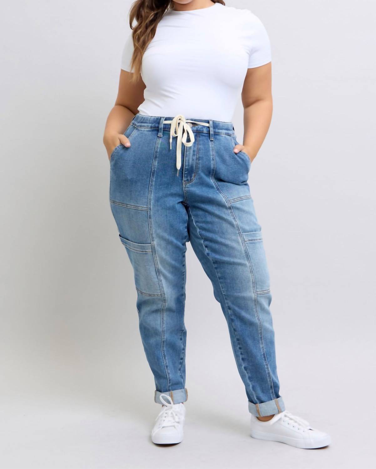 Judy Blue - High Rise Cuffed Cargo Denim Jogger