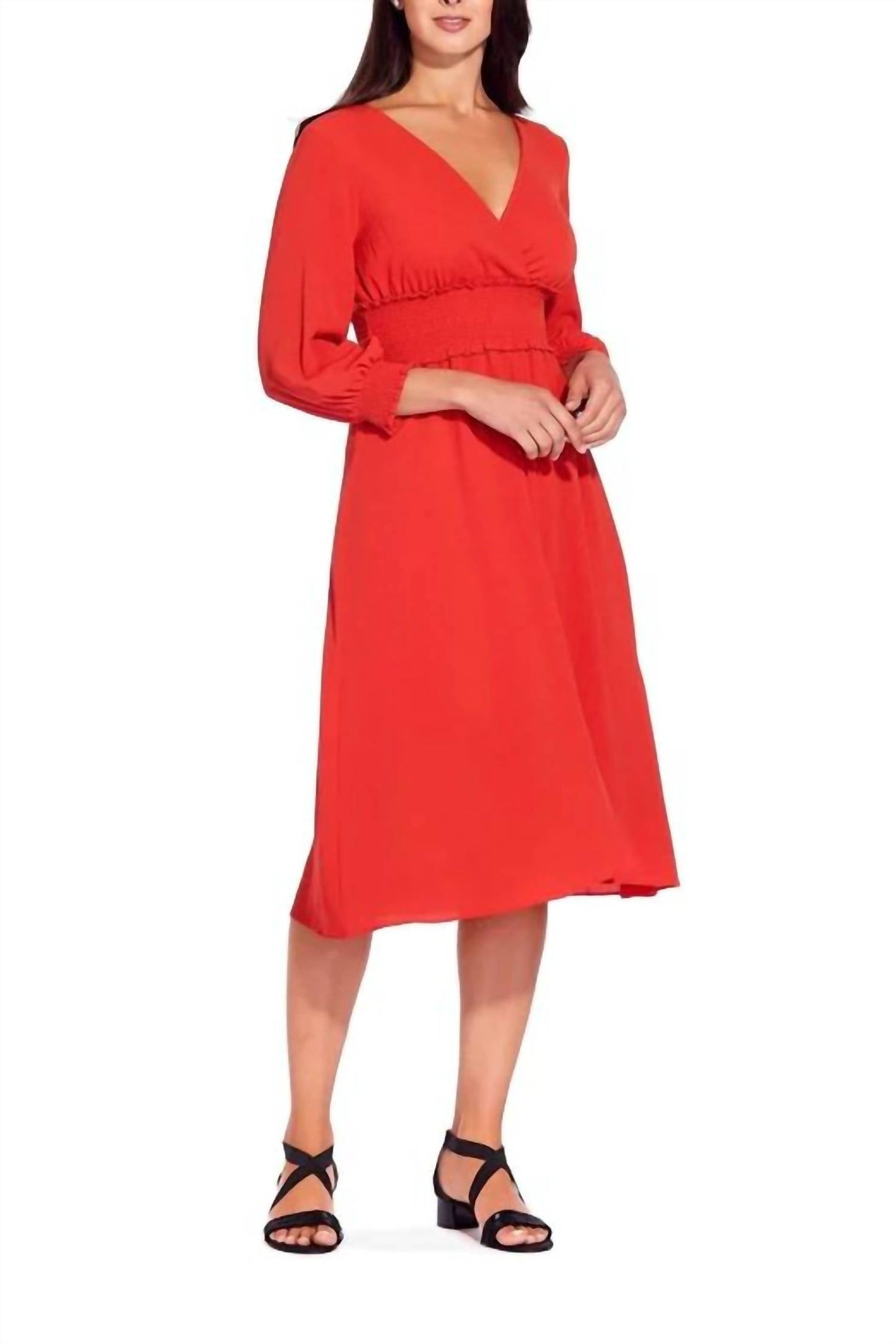 Adrianna Papell - V-neck Midi Dress
