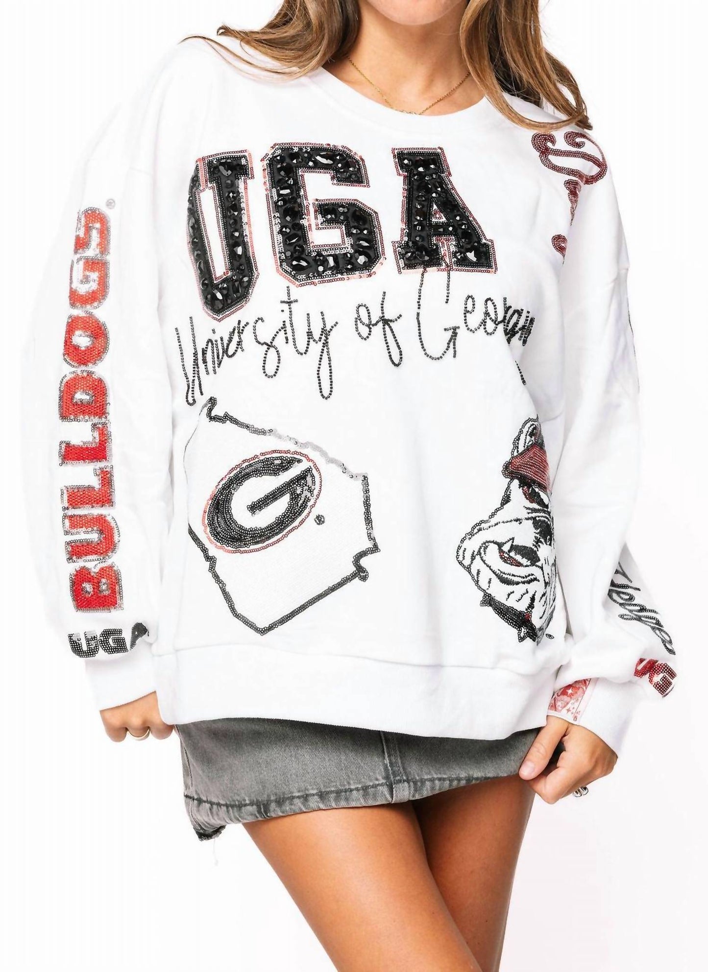 Queen Of Sparkles - Licensed Uga Big Icons Scattered All Over Sweatshirt