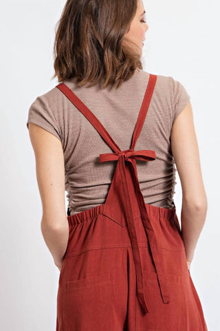 Easel - Textured Linen Wide Leg Romper