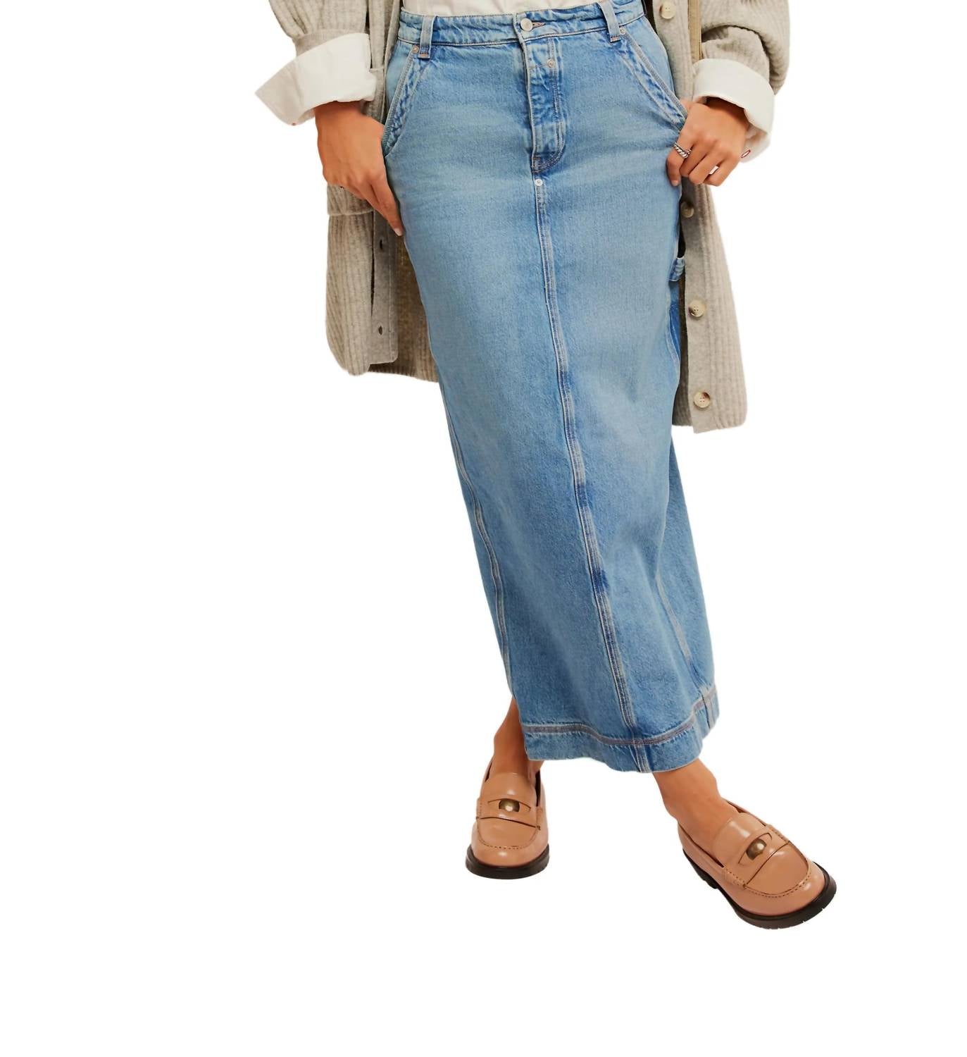 Free People - Francisco Denim Maxi Skirt