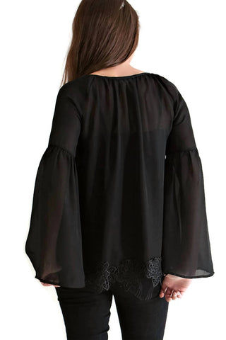 Entro - Bell & Tassel Lace Tunic Top