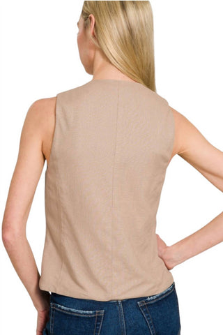 Zenana - Linen Button Vest