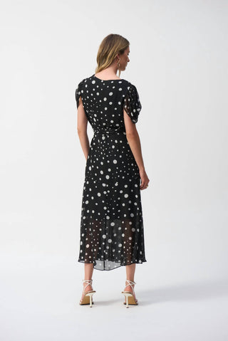 Joseph Ribkoff - Women's Chiffon Dot Print Wrap Dress