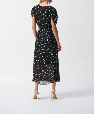 Joseph Ribkoff - Women's Chiffon Dot Print Wrap Dress