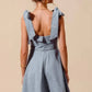 Trendsi - So Me A Line Fit And Flare Diamond Bow Ribbon Denim Dres