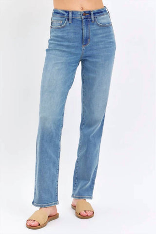 Judy Blue - Med High Waist Straight Fit Jeans