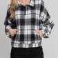 Allie Rose - Half zip plaid pullover with elastic waistband
