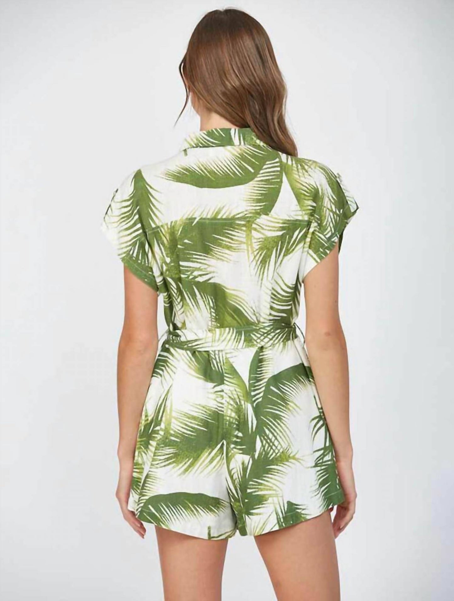 Fate - Mattie Tropical Print Linen Romper