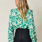 Double Take - Full Size Printed Ruffle Trim Balloon Sleeve Shirt