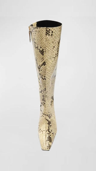 Schutz - Women's Dellia Snake-embossed Kitten Heel Boots