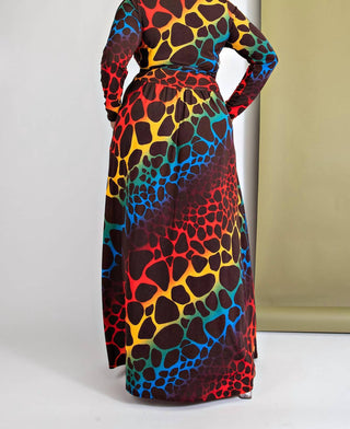 The Curve La - Plus Size Long Sleeve Surplice Wrap Top And Maxi Skirt Set