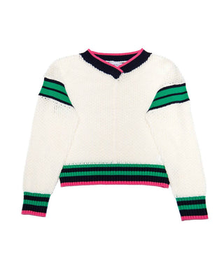 Central Park West - Kids' Girls' Varsity Stripe Mesh Sweater