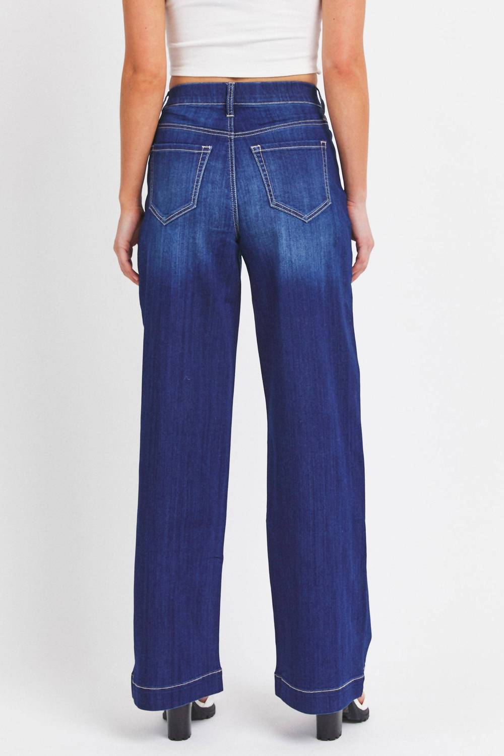 Cello - Women's High Rise Pull On Wide Leg Jeans