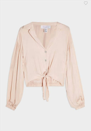 Topshop - Blush V Neck Front Tie Crop Top