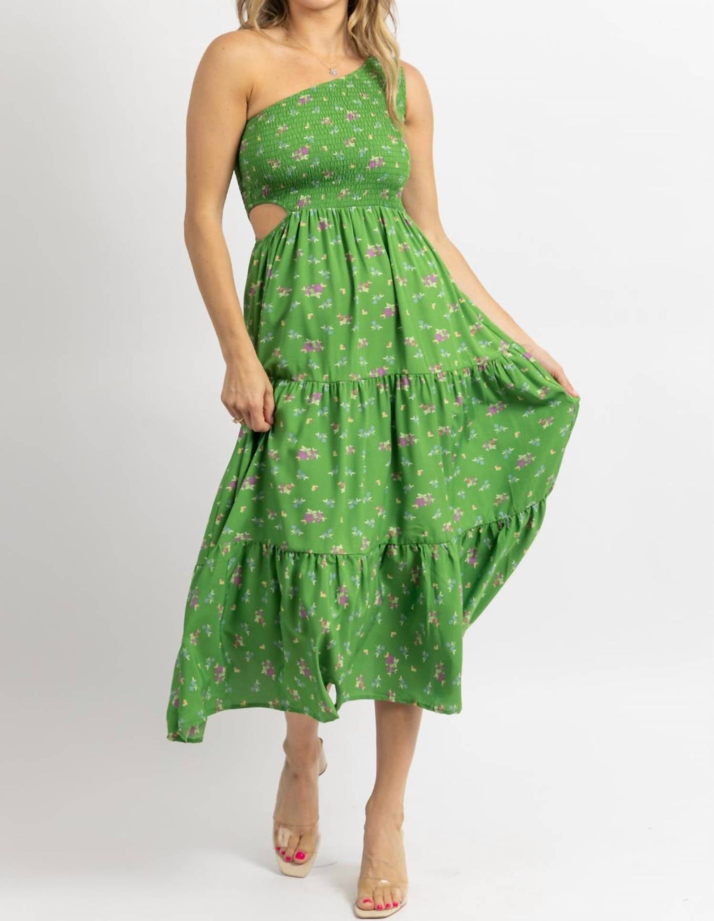 Sundayup - ONE SHOULDER HOLLOW MIDI DRESS