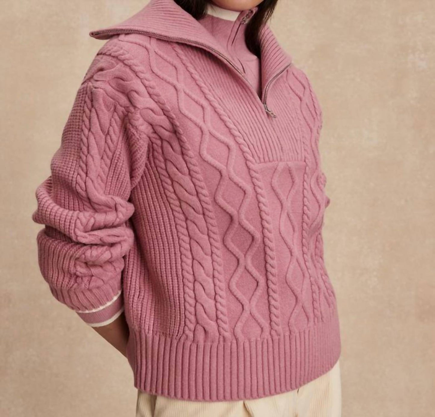 Varley - Didi Relaxed Cable Half-zip Knit Sweatshirt