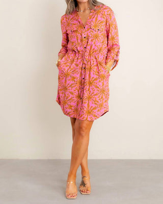 Tribal - Roll-up Sleeves Mini Dress