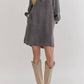 Entro - Balloon Sleeve V-neck Denim Dress