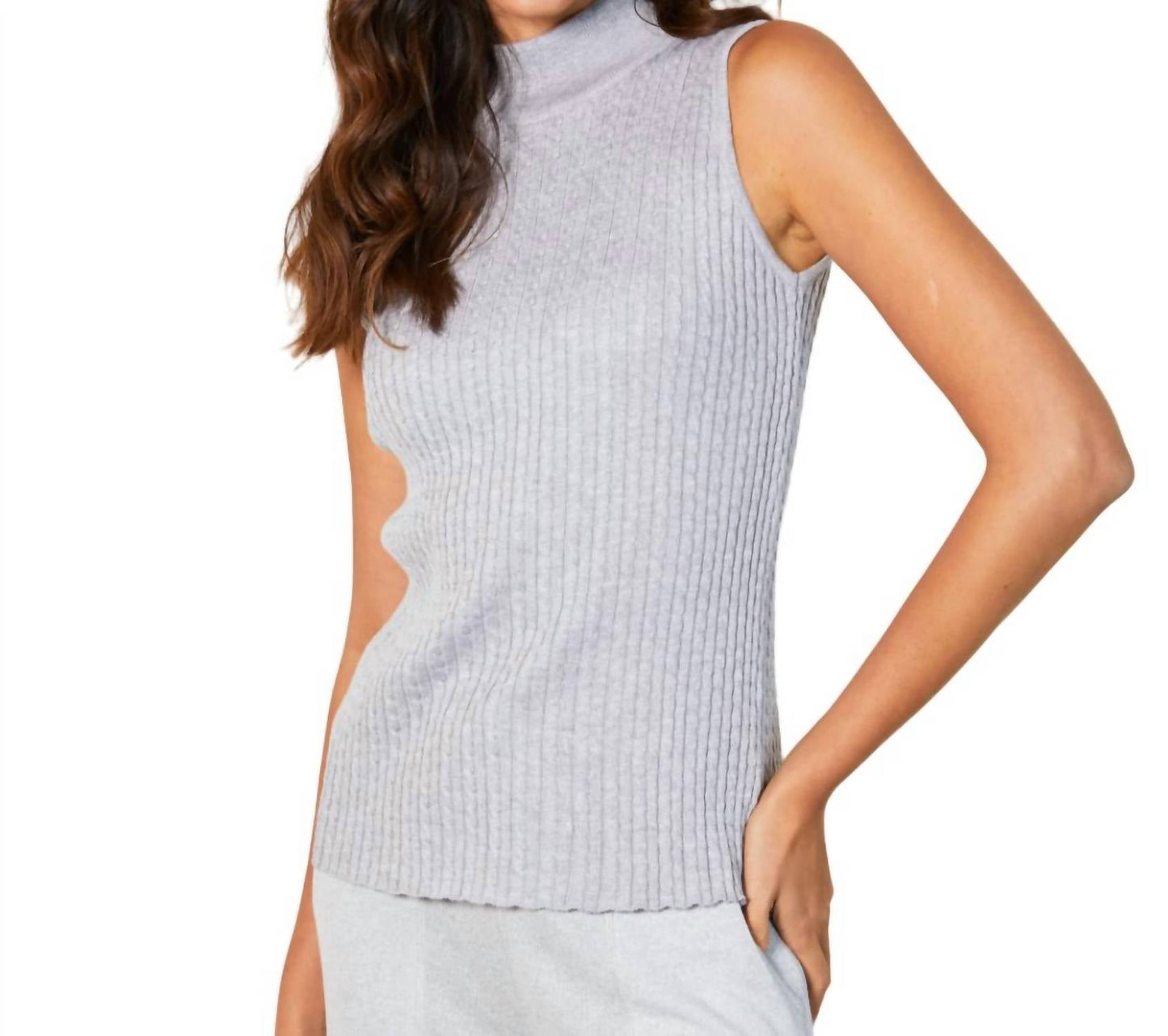 French Kyss - Sleeveless Braided Mock Neck Top