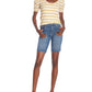 7 For All Mankind - High Rise Raw Hem Bermuda Denim Shorts