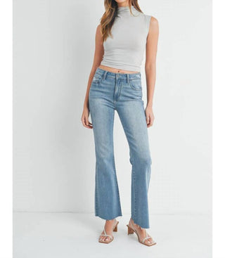 Just Black Denim - High Rise Flare Long With Distressed Hem Jeans