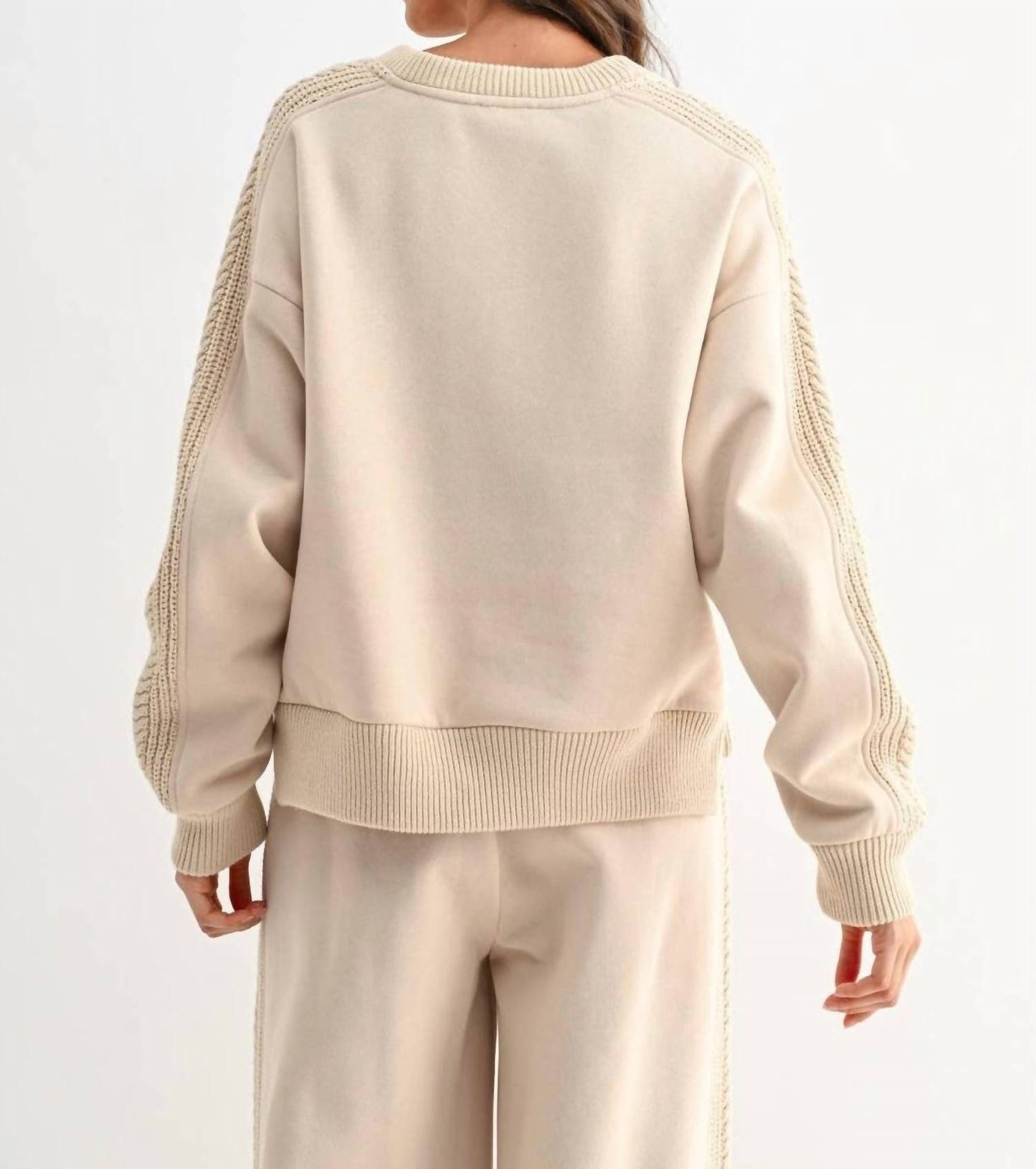 Camellia - Cable Knit Trim Oversized Lounge Set
