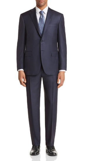 Canali Men's Capri Melange Twill Solid Slim Fit Suit Blue Size 54