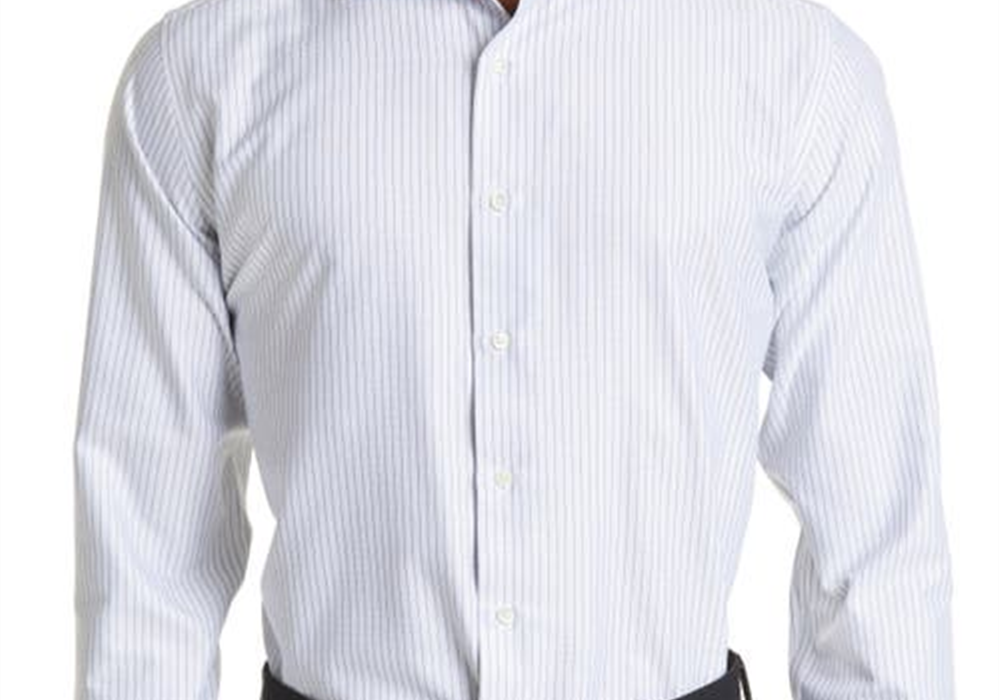 Canali Impeccabile Stripe Dress Shirt in White , Size 18.5