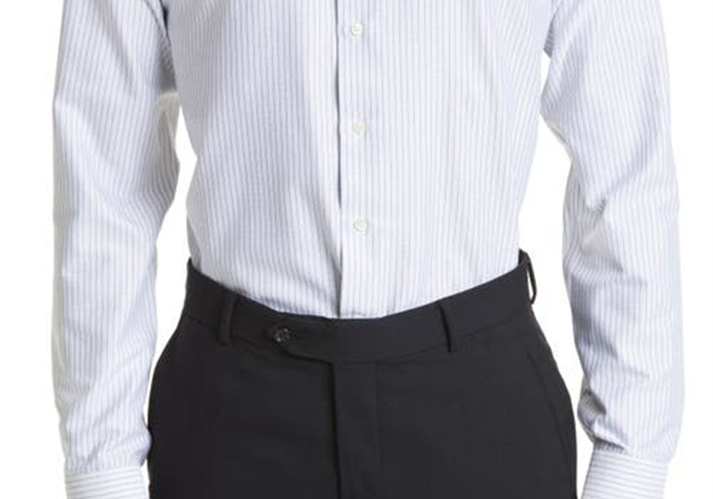 Canali Impeccabile Stripe Dress Shirt in White , Size 18.5