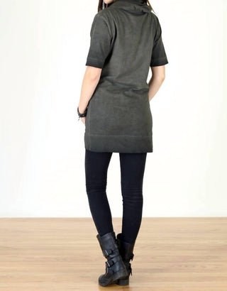 Tough Luv - Cotton Short Sleeve Cowl Neck Tunic Top