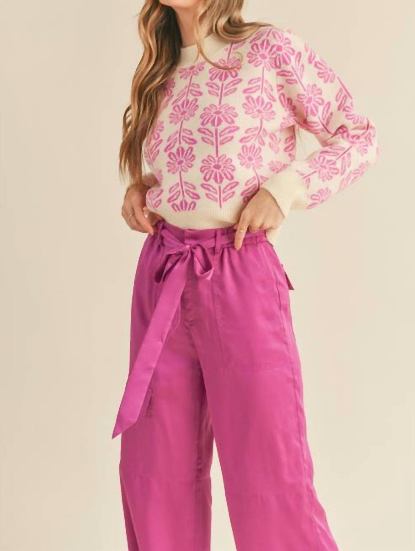 &Merci - Floral Pattern Knit Sweater