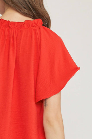 Entro - Ruffled Flutter Sleeve Blouse