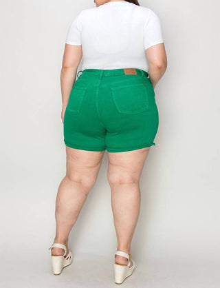 Judy Blue - Tummy Control Garment Dyed Denim Shorts - Plus