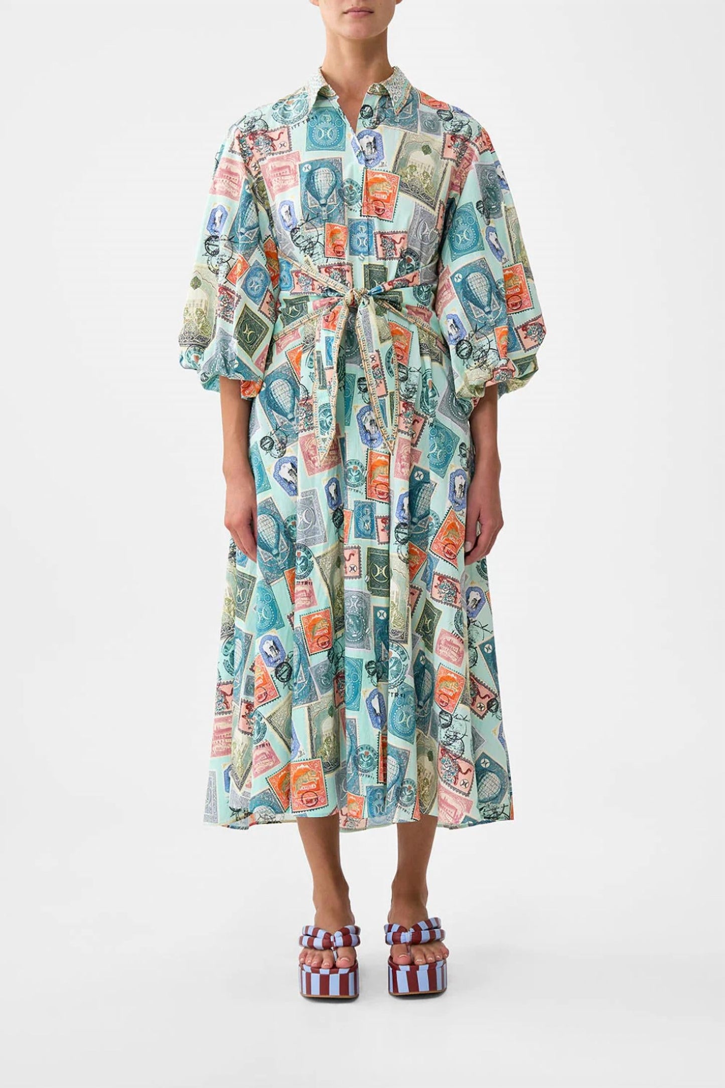 Camilla - Women's Waist Tie Shirt Dress