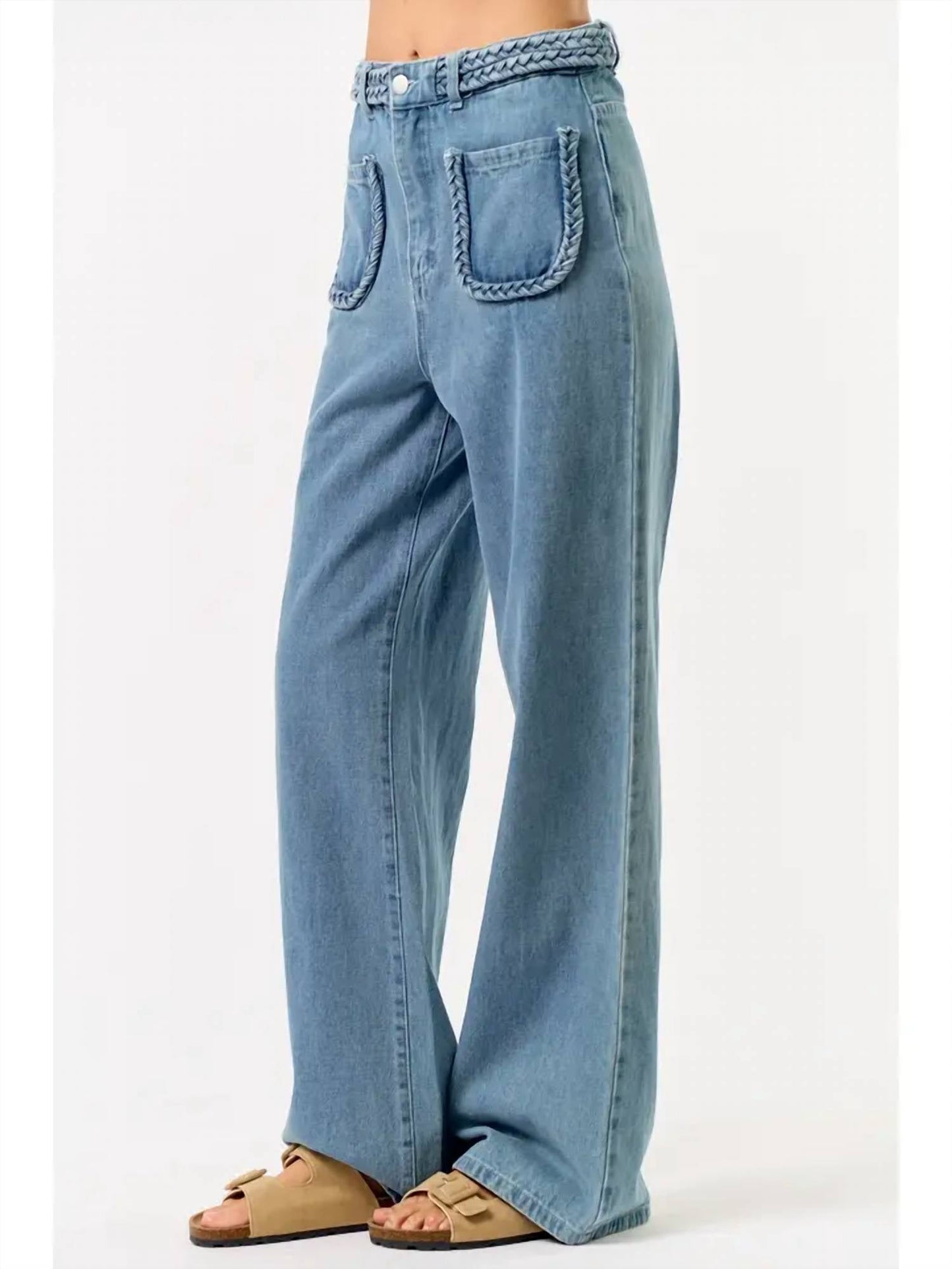 Lalavon - Straight Front Two Pocket Leg Long Denim