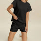 Double Take - Sleek Texture T-Shirt and Shorts Set