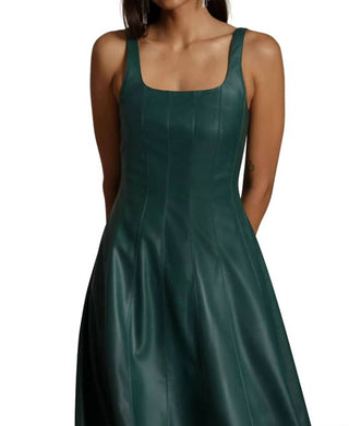 7 For All Mankind - Faux Leather Square Neck Sleeveless Midi Dress