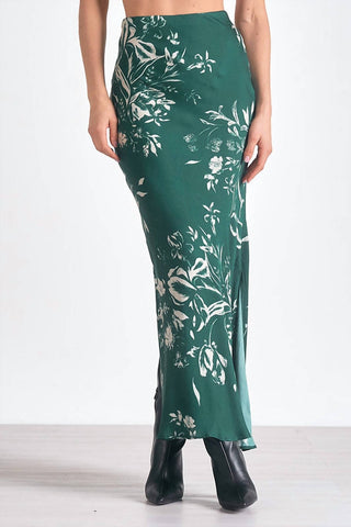Elan - Floral Print Satin Skirt