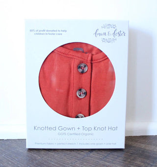 Fawn & Foster - Baby Organic Knotted Gown + Top Knot Hat Sleep Sack