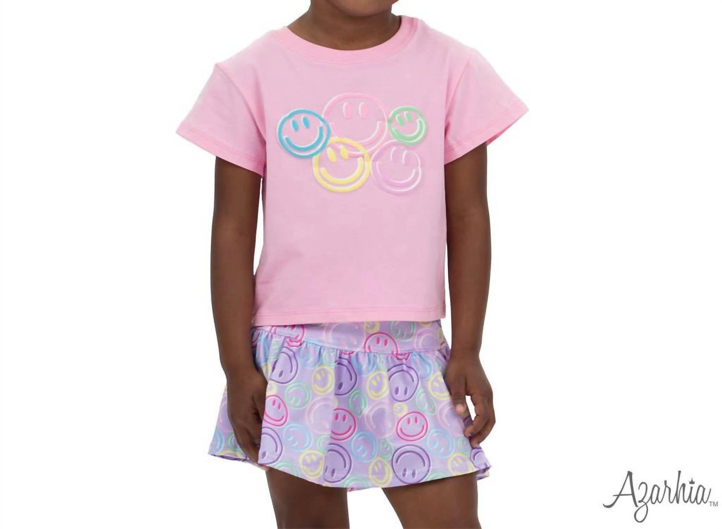 Azarhia - Girls' Smiley Face Puffy Boxy Tee