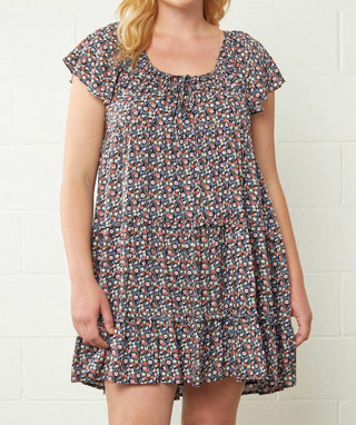 Entro - Micro Floral Tiered Dress - Plus