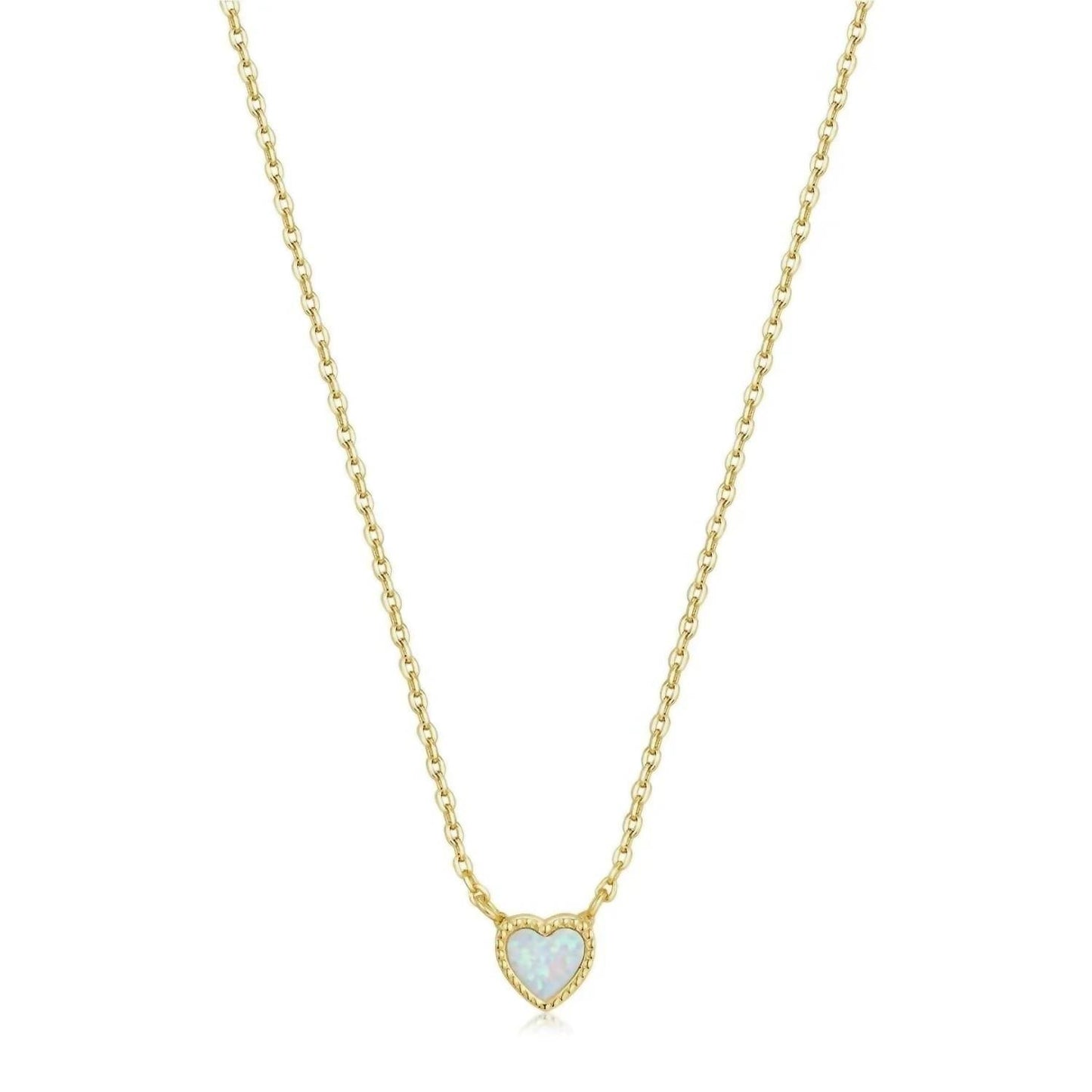 Eklexic - Women's Micro Opal Heart Pendant Necklace