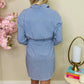 Elan - Stripe Long Sleeve Button Down Shirt Dress