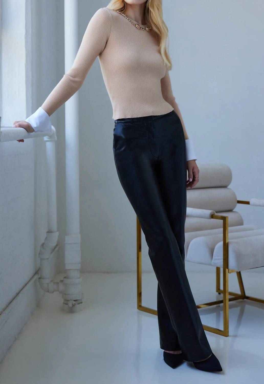 Generation Love - Leiber Rib Sweater With Poplin Cuff