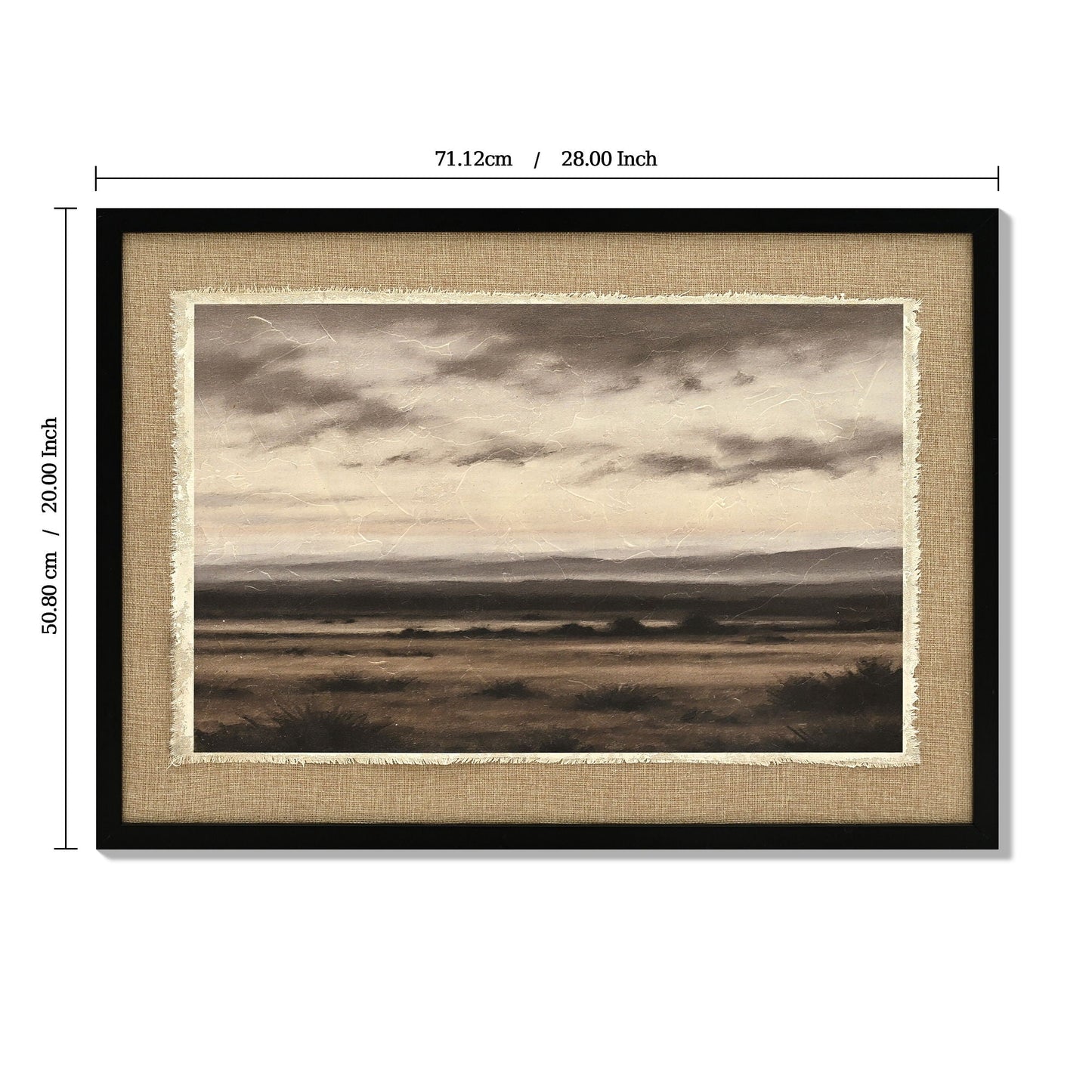Vintage Landscape Large Framed Wall Art, Nature Wilderness Scenery Paintings Decor Aesthetic - Ember Black / Linen Sesame