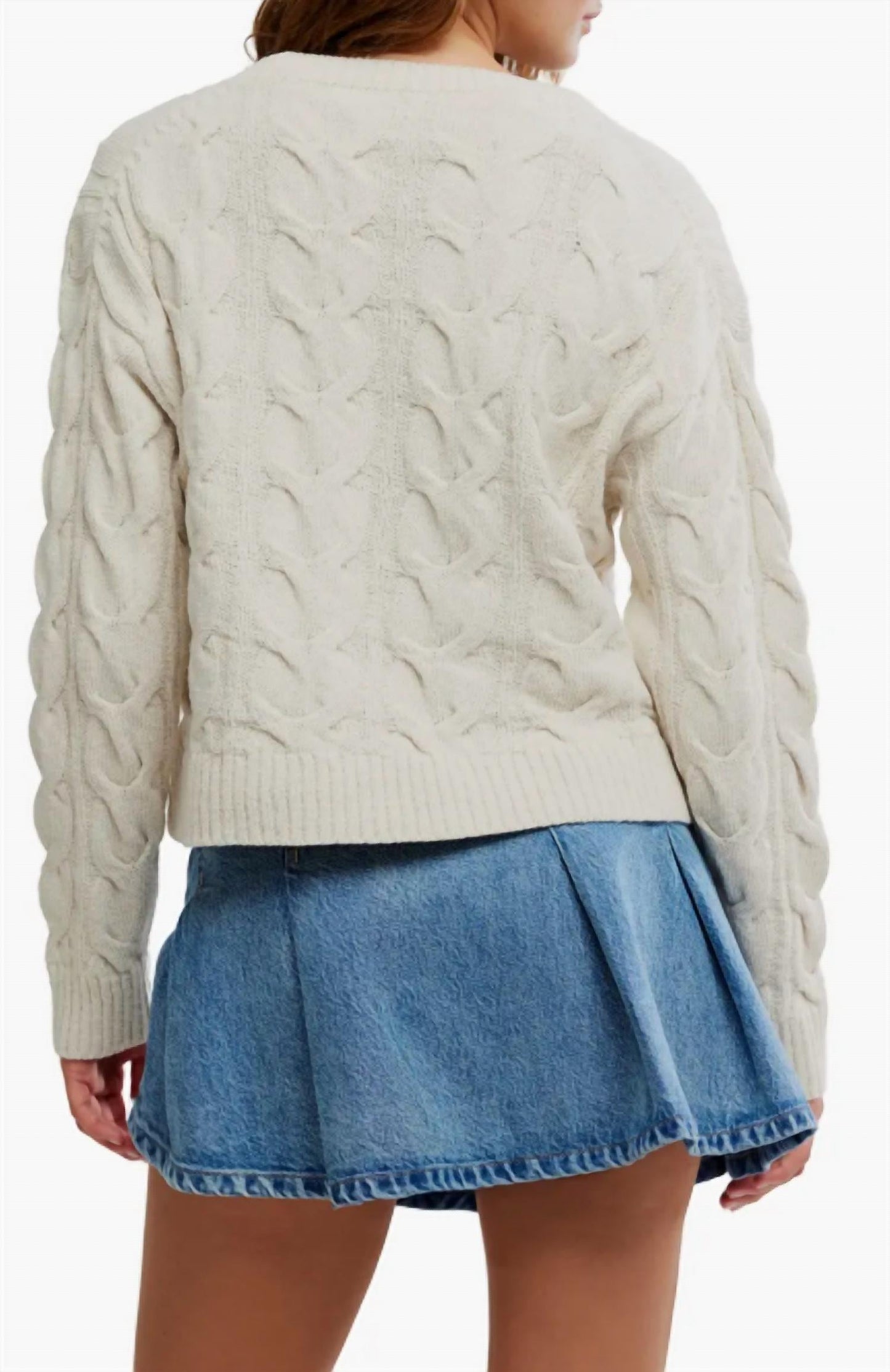 Free People - Washed Cable Neck Sweater