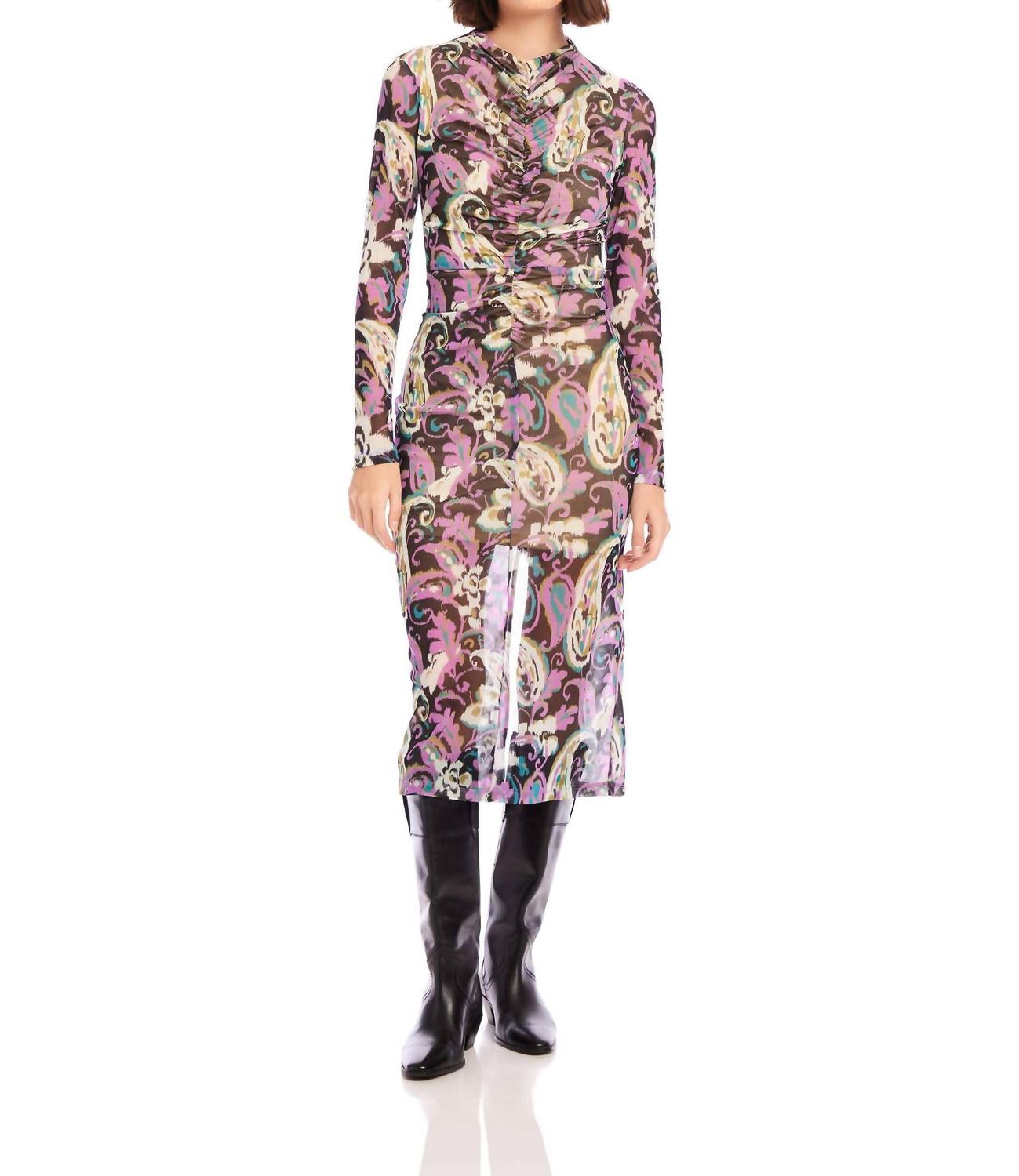 Fifteen Twenty - Ruched Selena Paisley Midi Dress