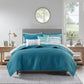 8 Piece Printed Seersucker Comforter and Quilt Set Collection Aqua Full/Queen